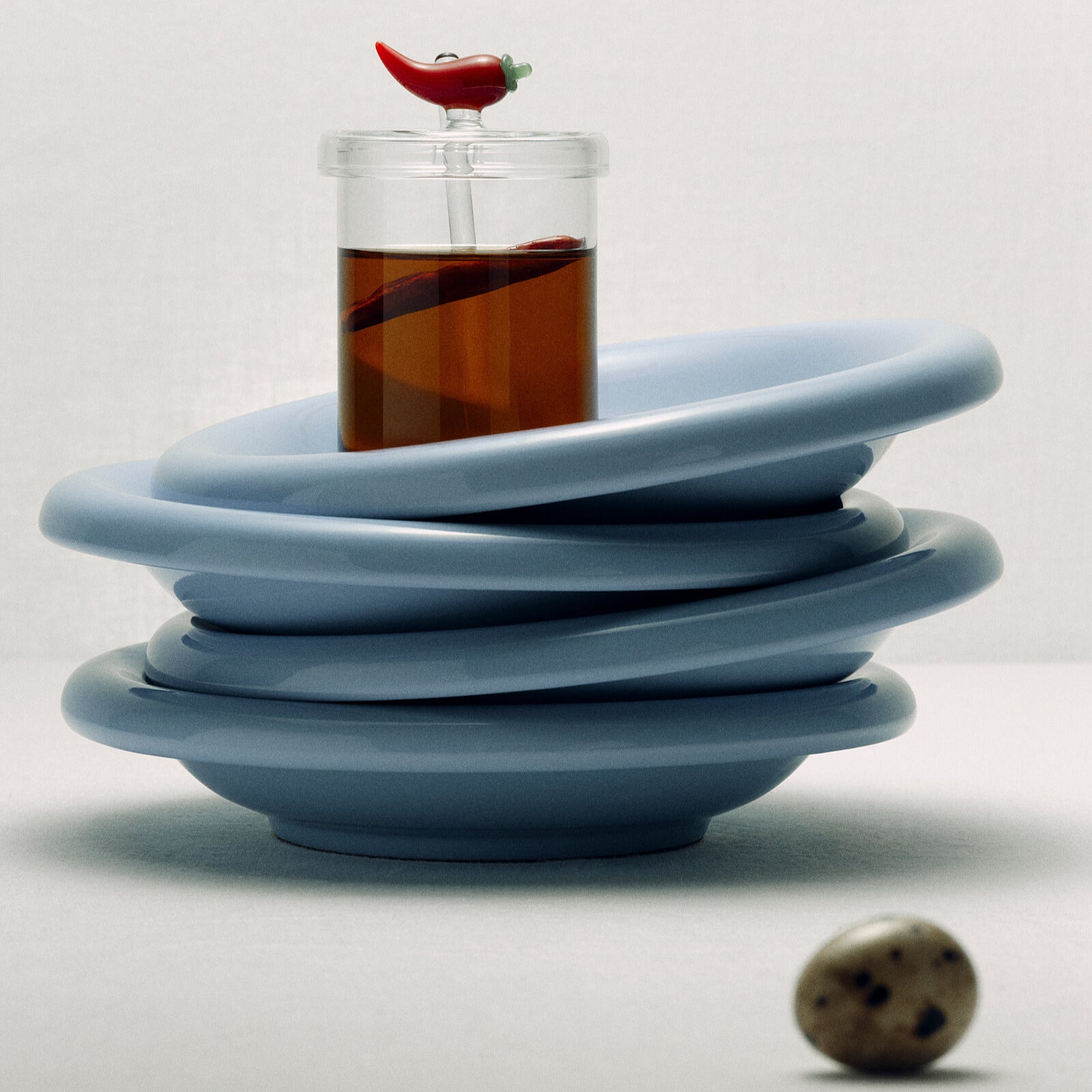 Pot à condiment Piment en verre avec cuillère — Joruniq