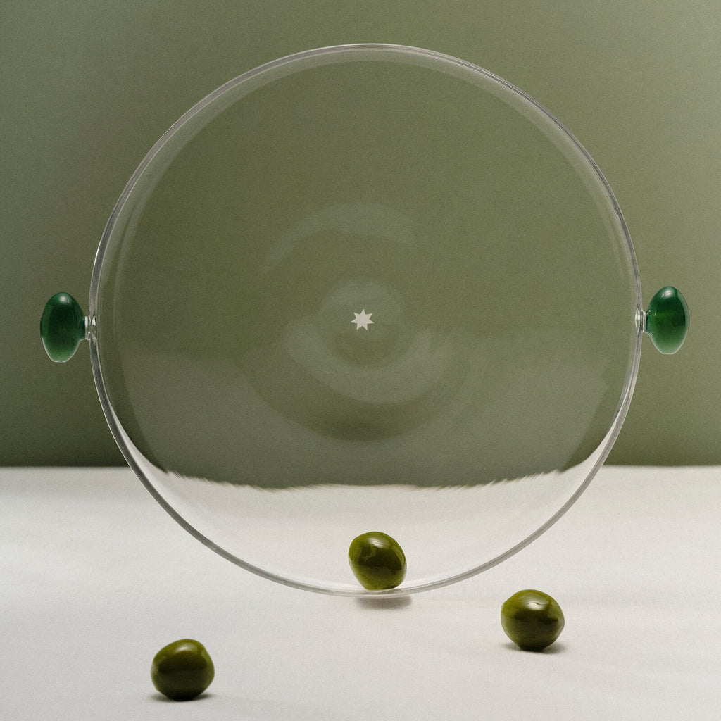 Plateau de service Olive en verre — Joruniq