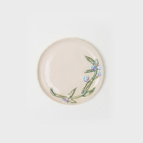 Assiette à dessert Fleurie Myosotis en céramique — Joruniq