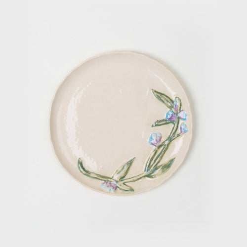 Assiette plate Fleurie Myosotis en céramique — Joruniq