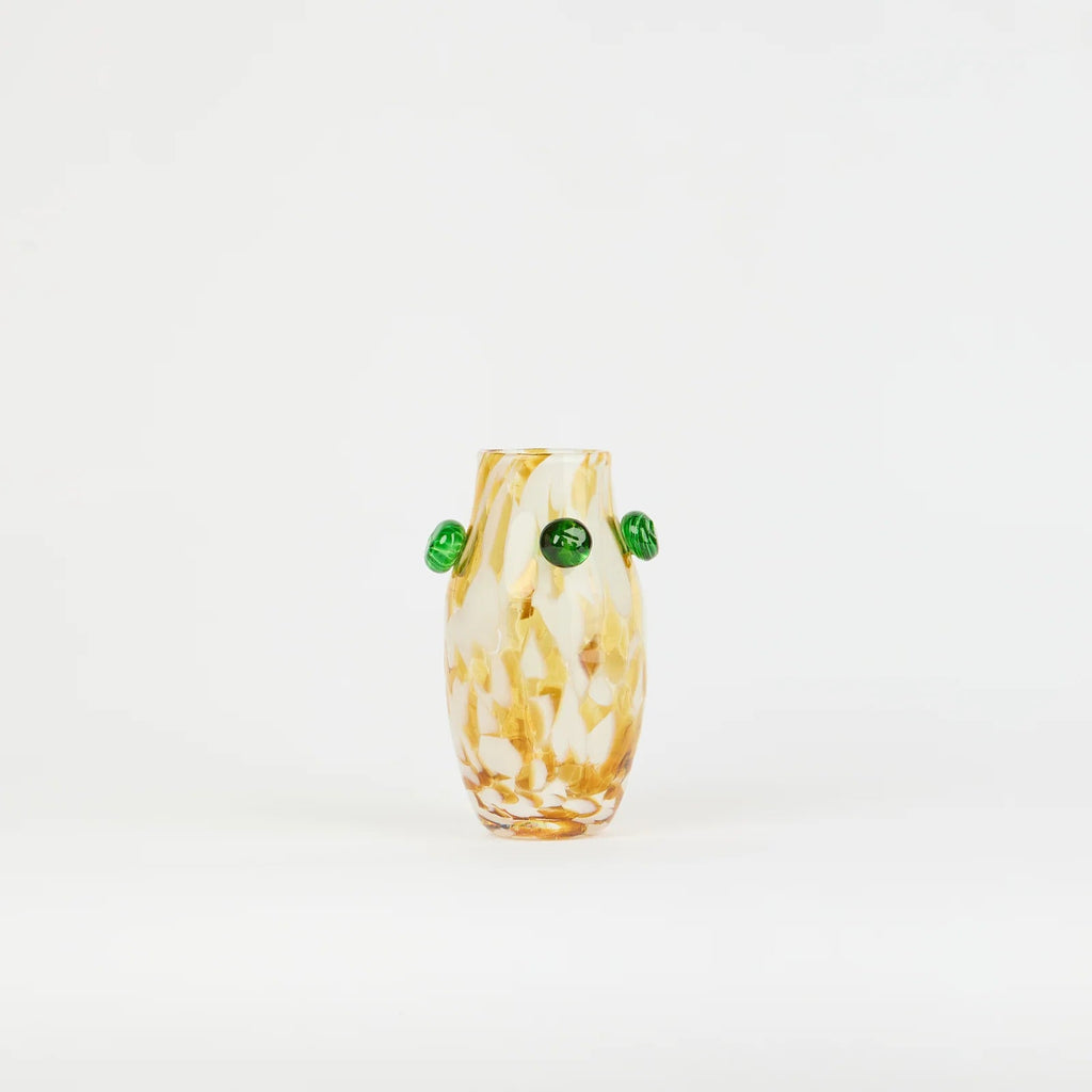 Petit vase Cerises en verre – doré et vert — Joruniq
