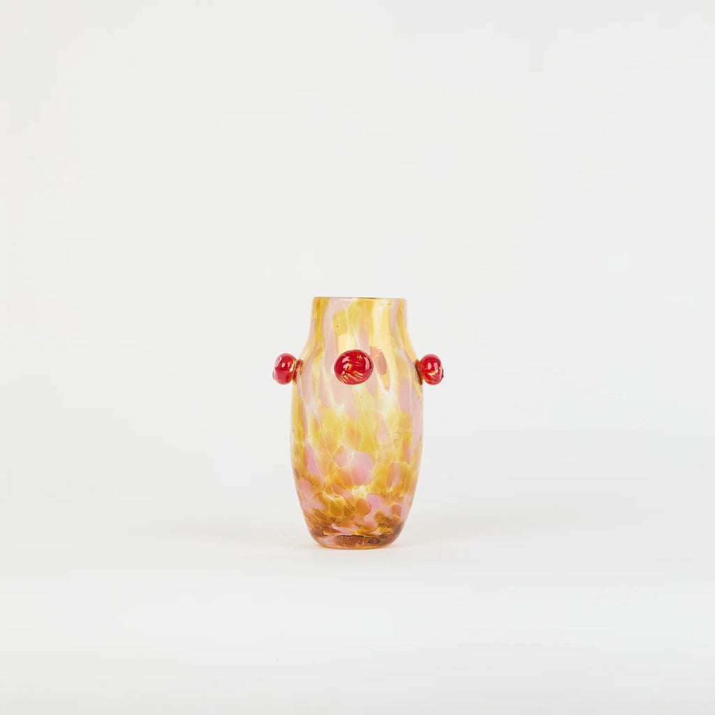 Petit vase Cerises en verre – doré et rose — Joruniq