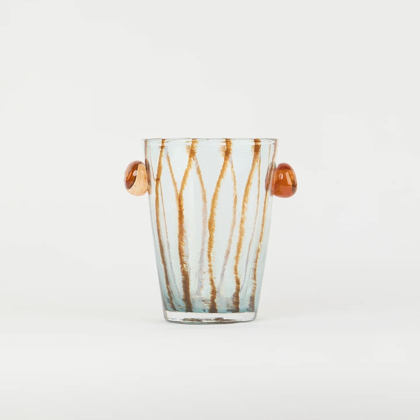 Petit vase rayé en verre – bleu et marron — Joruniq