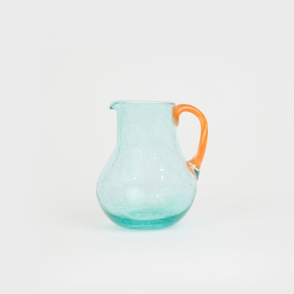 Grande carafe ronde en verre – turquoise et orange — Joruniq