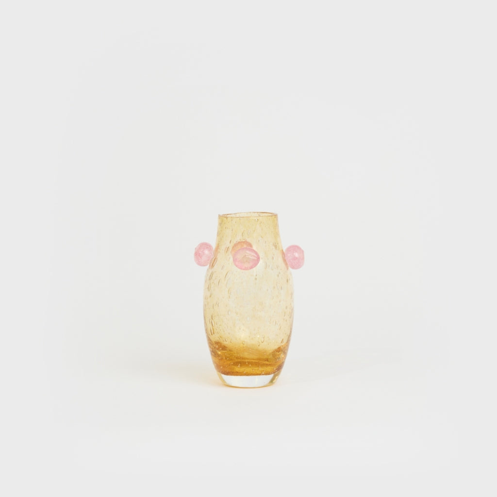 Petit vase Pâquerette en verre – rose et doré — Joruniq