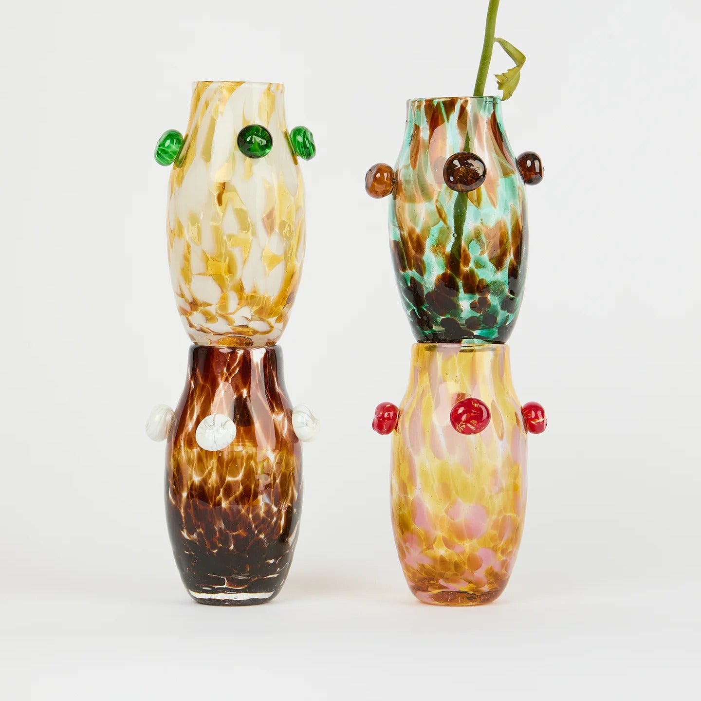 Petit vase Cerises en verre – doré et vert — Joruniq