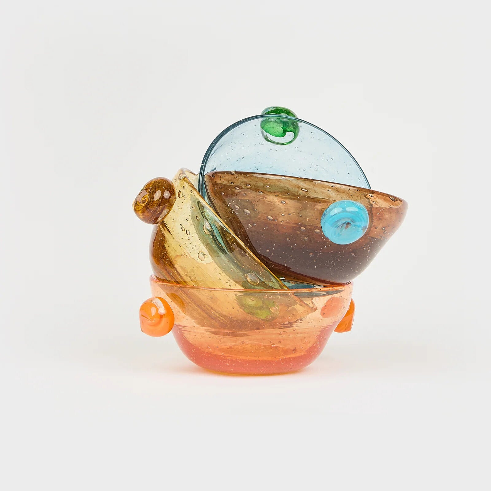 Coupe décorative Pavot en verre – marron et bleu — Joruniq