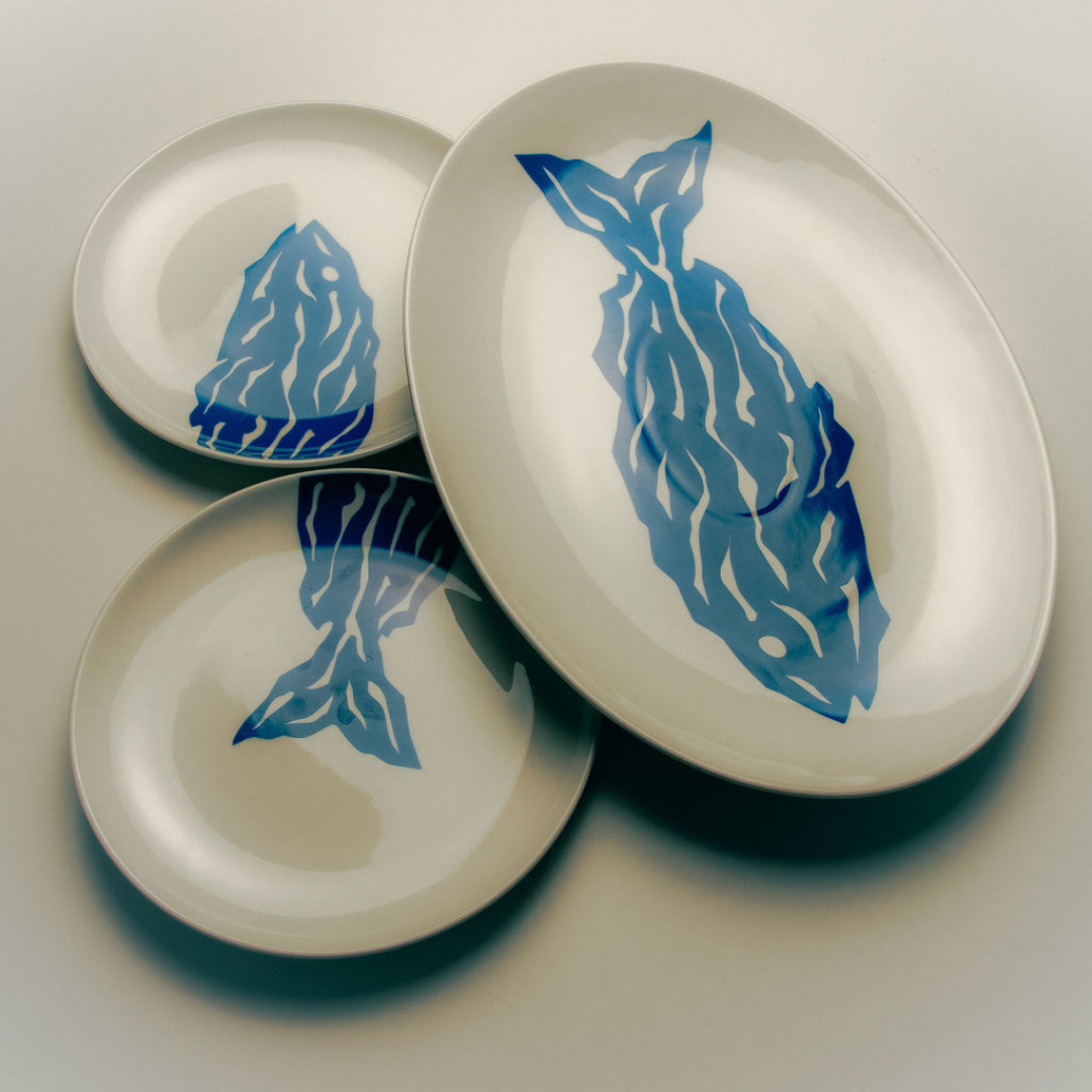 Lot de 2 assiettes à tapas Mérou en porcelaine – bleu — Joruniq