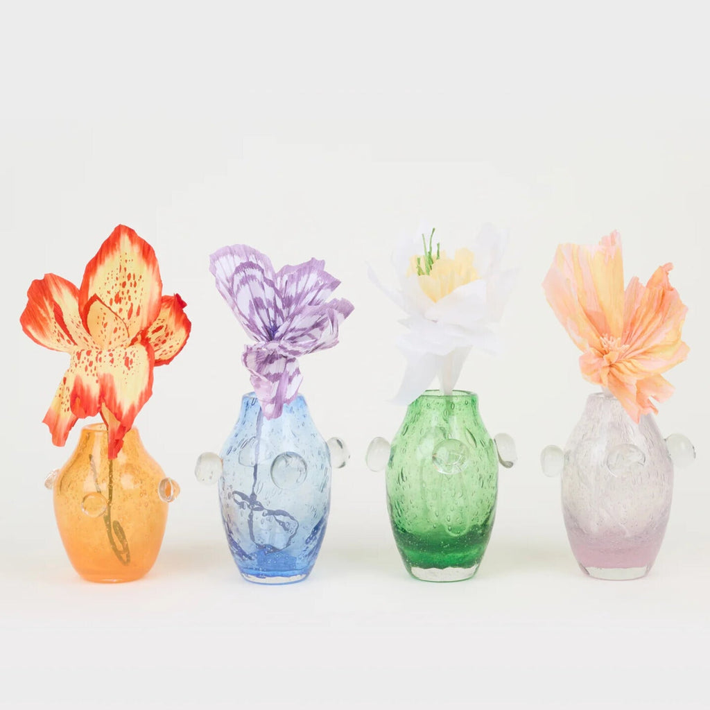 Petit vase Pâquerette en verre – bleu et transparent — Joruniq