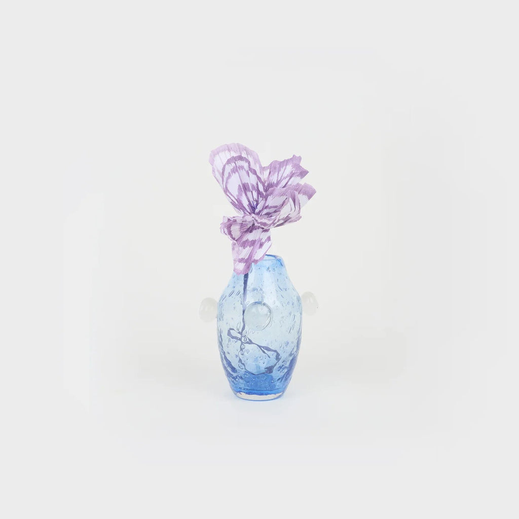 Petit vase Pâquerette en verre – bleu et transparent — Joruniq