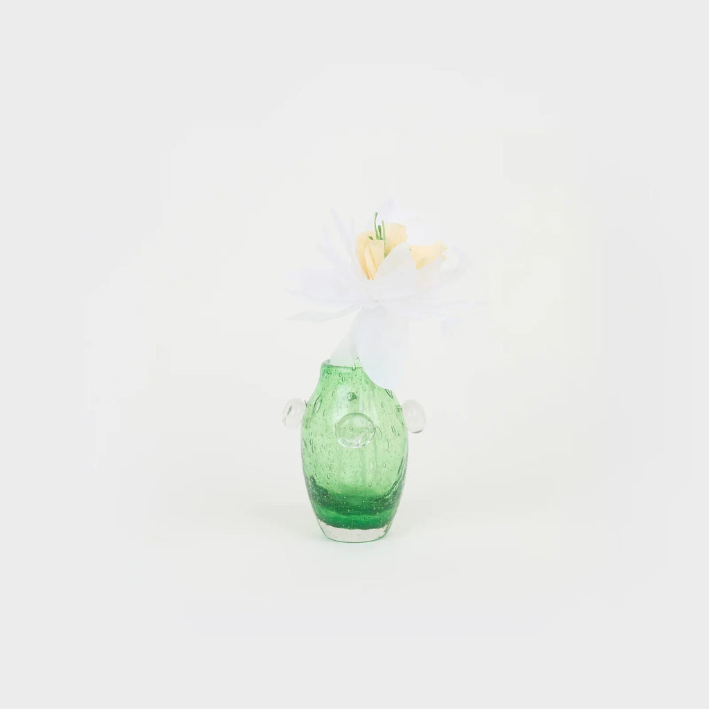 Petit vase Pâquerette en verre – vert et transparent — Joruniq