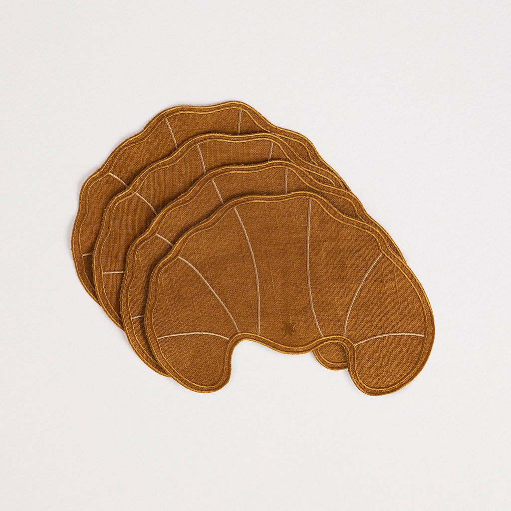 Lot de 4 serviettes Croissant en lin – caramel — Joruniq