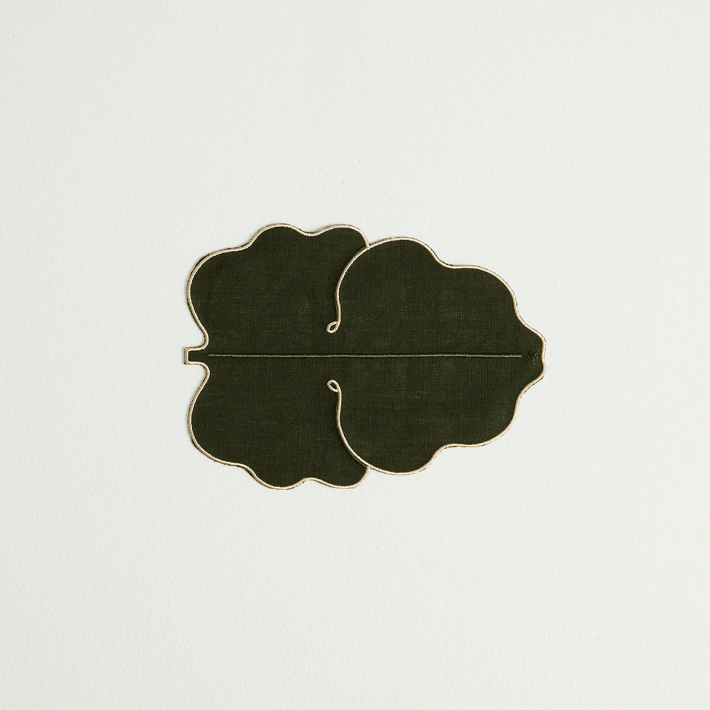 Lot de 4 serviettes Feuille de figuier en lin – vert — Joruniq