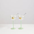 Lot de 2 verres à cocktail Nick & Nora – menthe et transparent — Joruniq