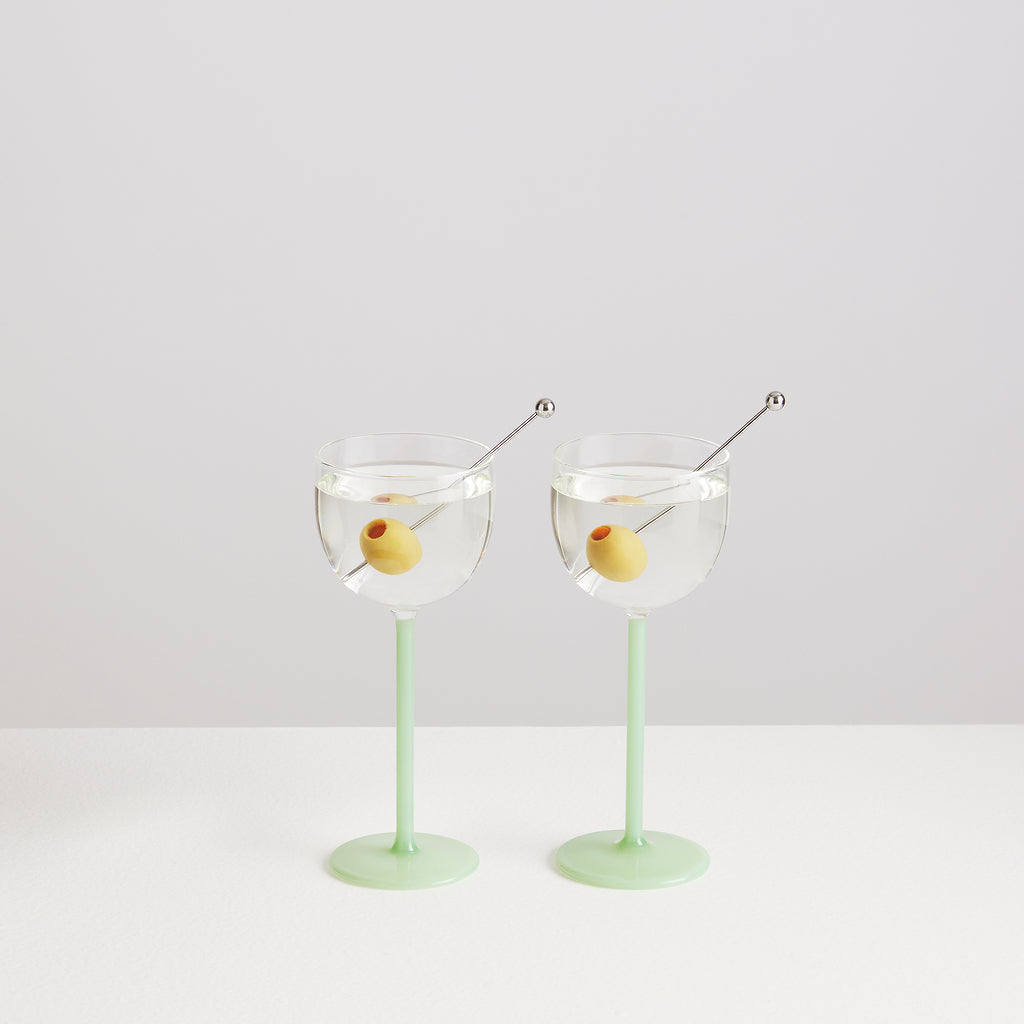 Lot de 2 verres à cocktail Nick & Nora – menthe et transparent — Joruniq