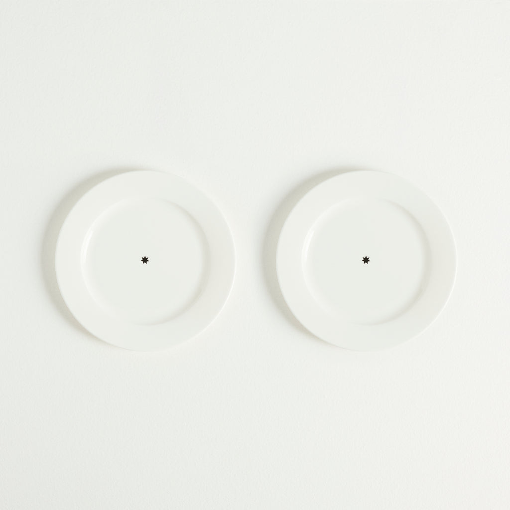 Lot de 2 assiettes à dessert Étoile en porcelaine – blanc — Joruniq