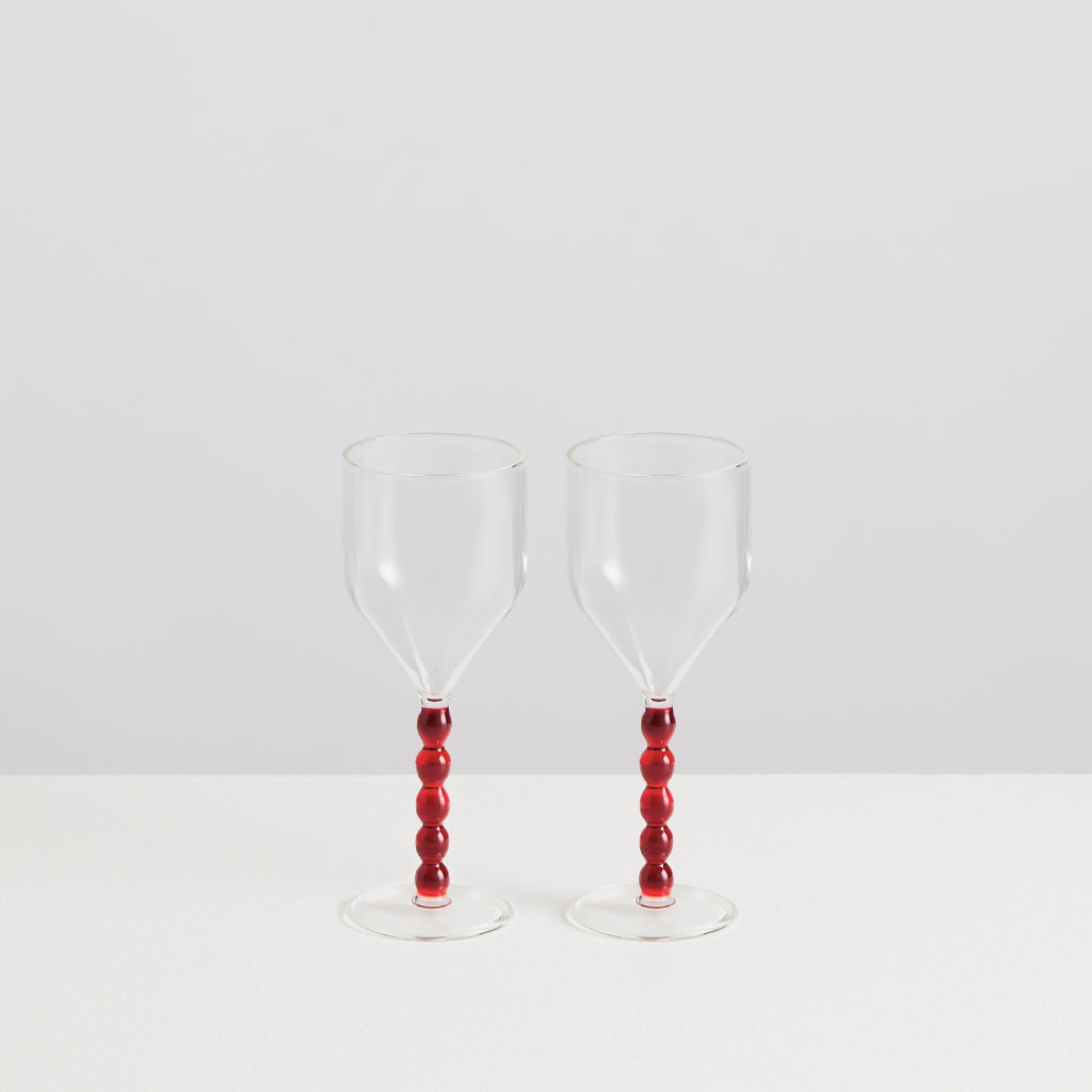 Lot de 2 verres à vin Perle en borosilicate – transparent et rouge — Joruniq