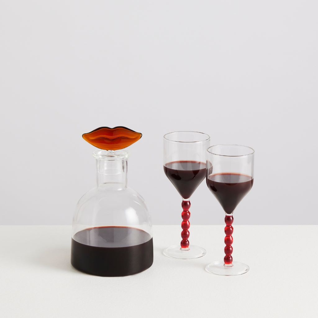 Carafe Bisous en verre – ambre et transparent — Joruniq