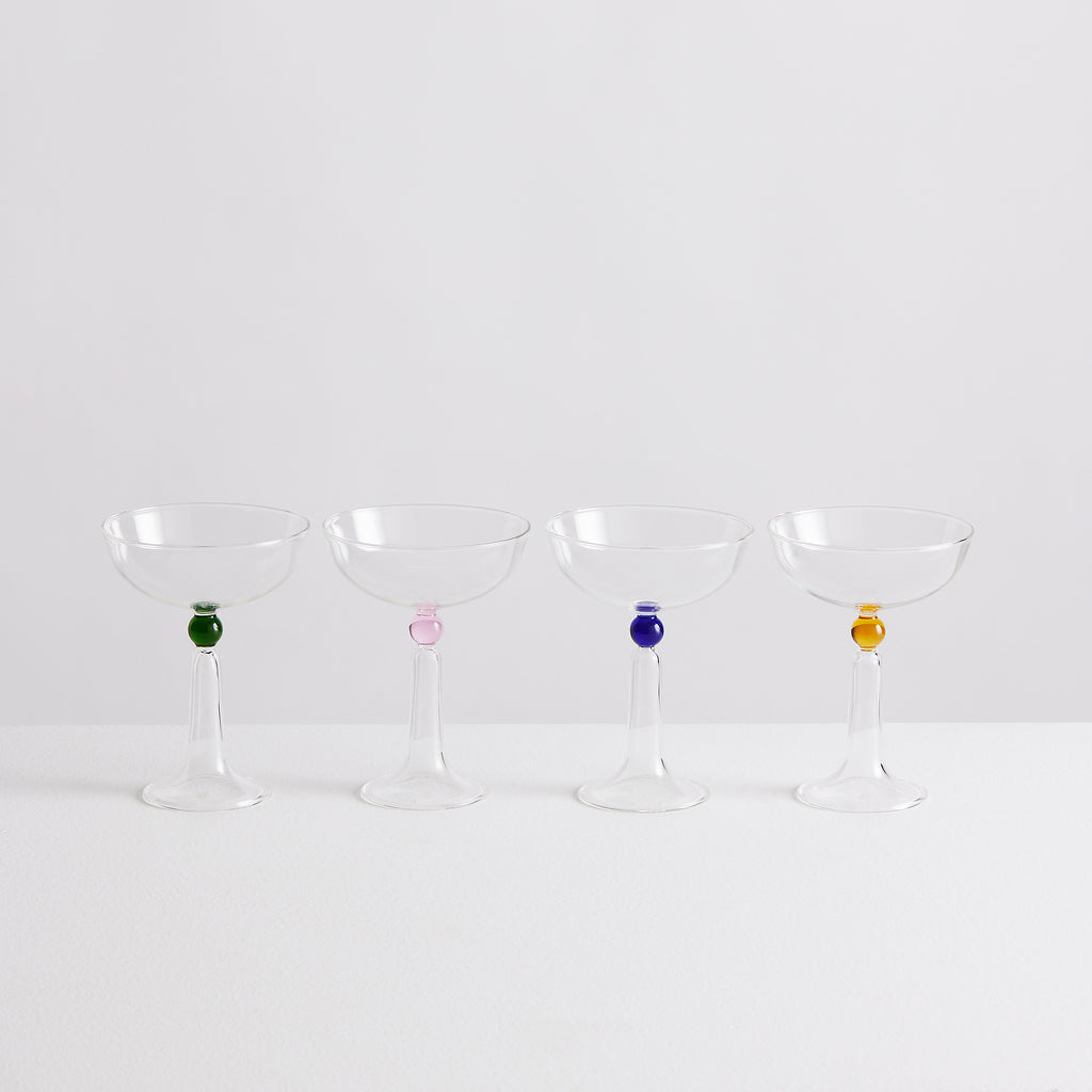 Coupes à champagne Pompon en verre – multicolore — Joruniq