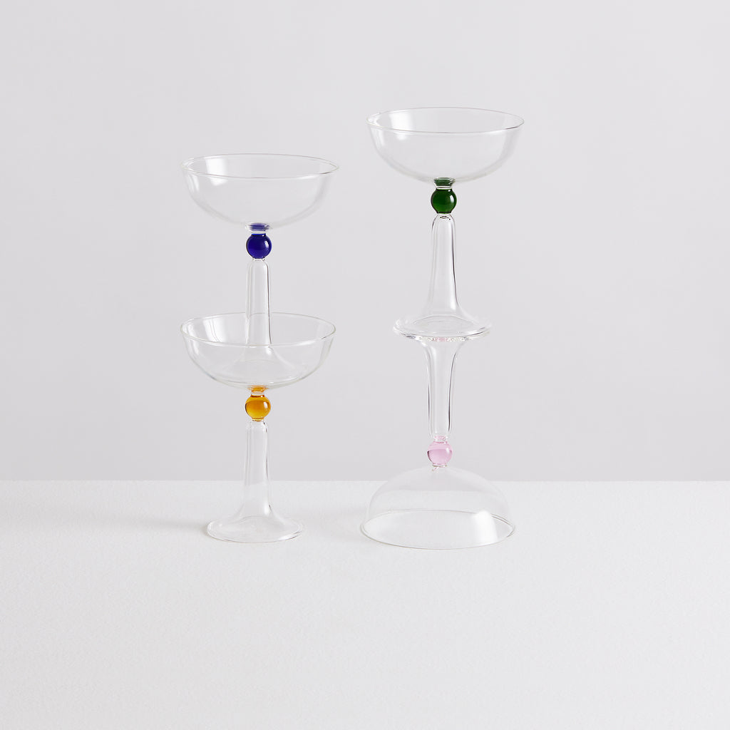 Coupes à champagne Pompon en verre – multicolore — Joruniq
