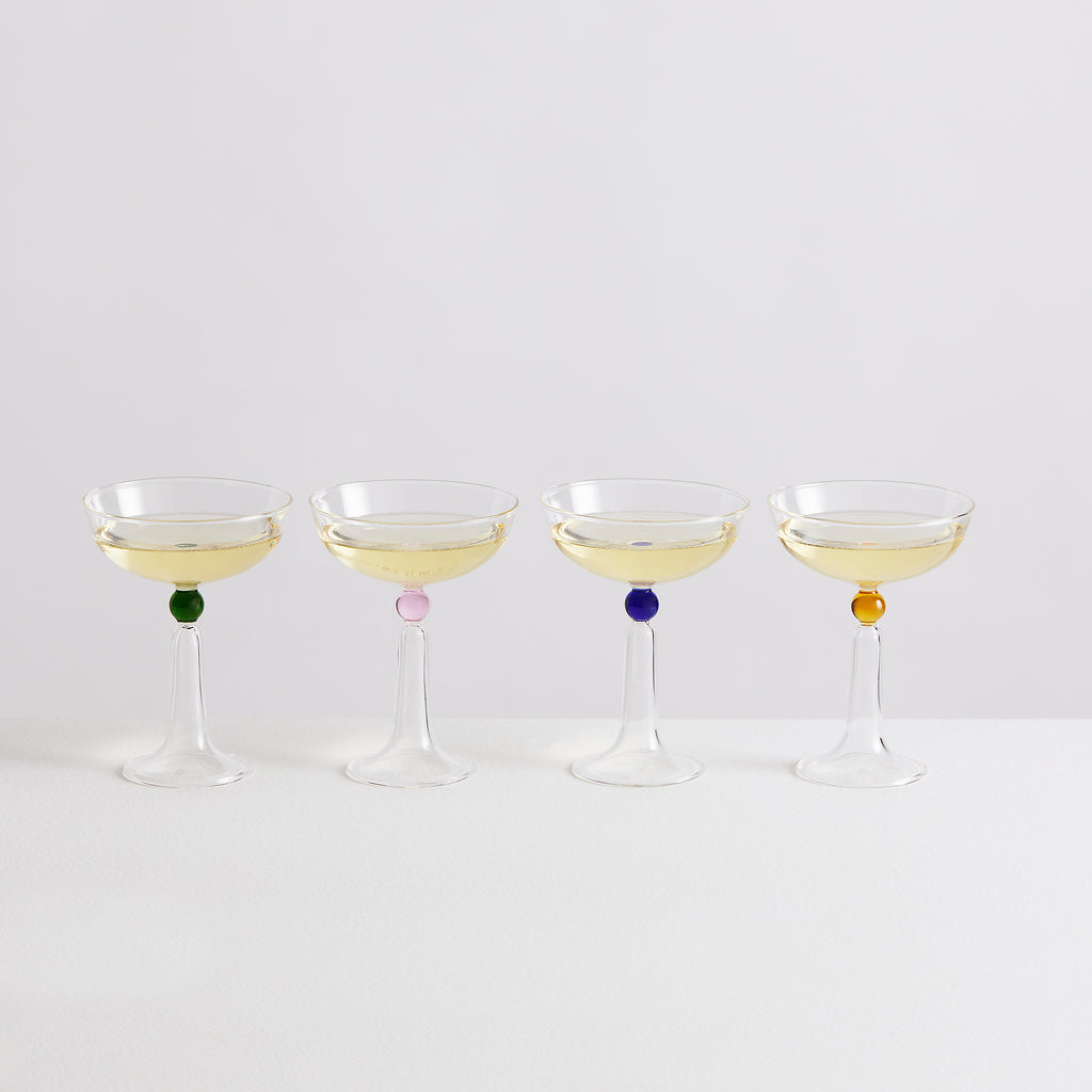 Coupes à champagne Pompon en verre – multicolore — Joruniq