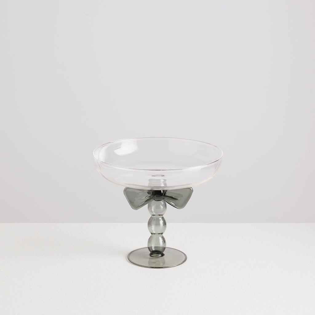Plat de service sur pied Nœud en verre – transparent et fumé — Joruniq