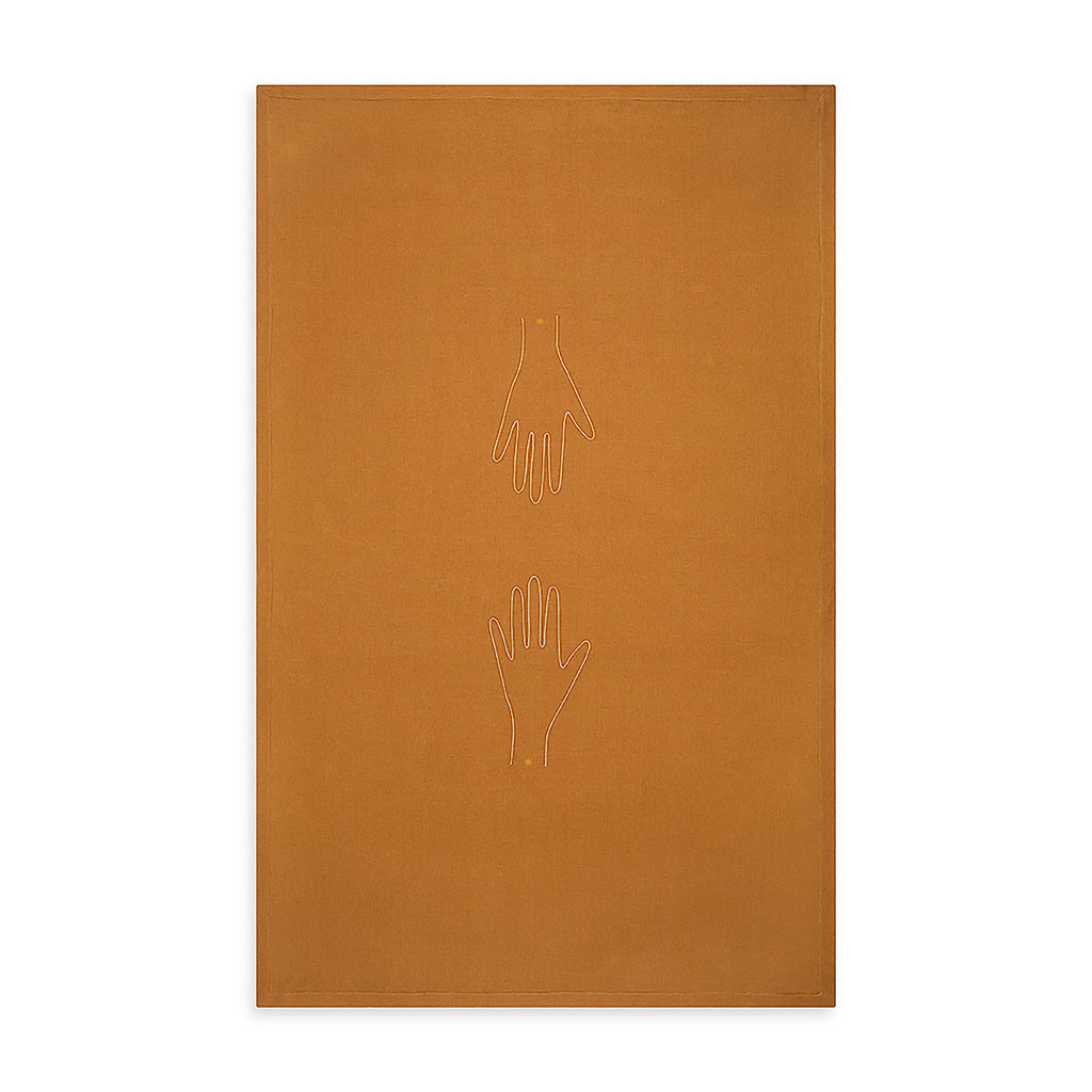Nappe Mains en lin – caramel et ivoire — Joruniq