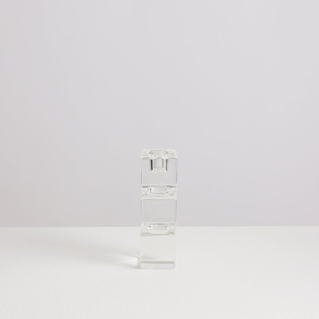Bougeoir triple Cube en verre – transparent — Joruniq