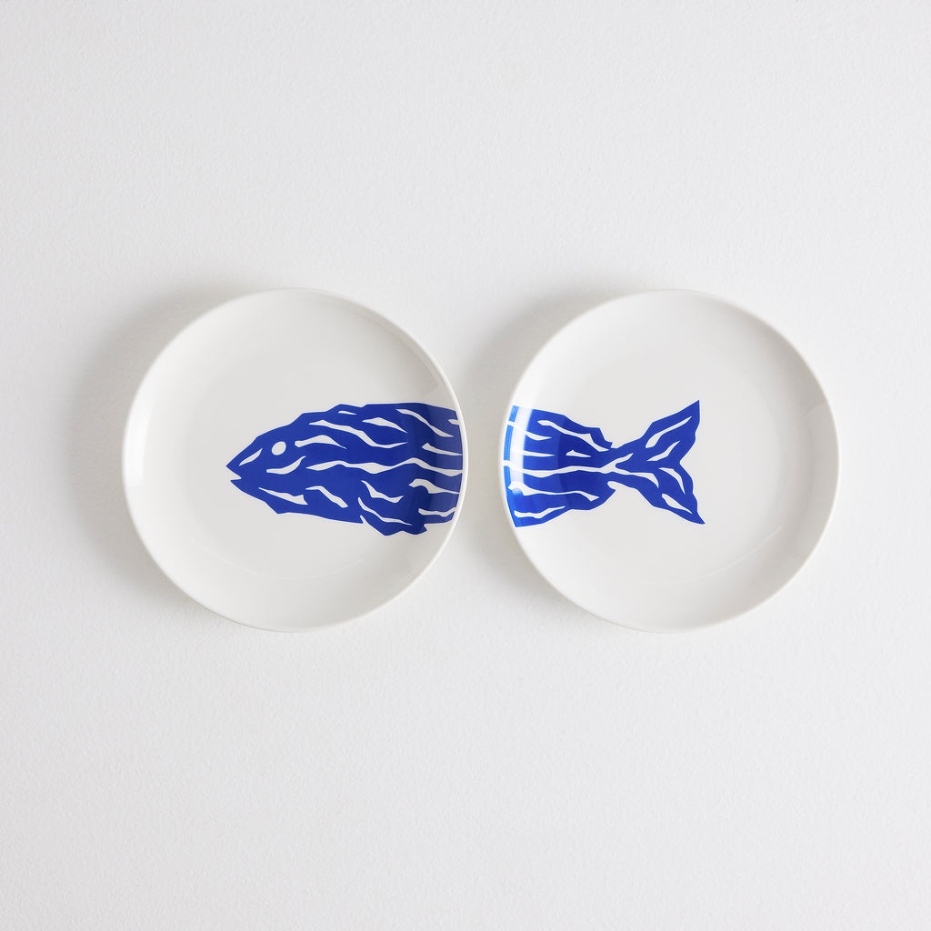 Lot de 2 assiettes à tapas Mérou en porcelaine – bleu — Joruniq