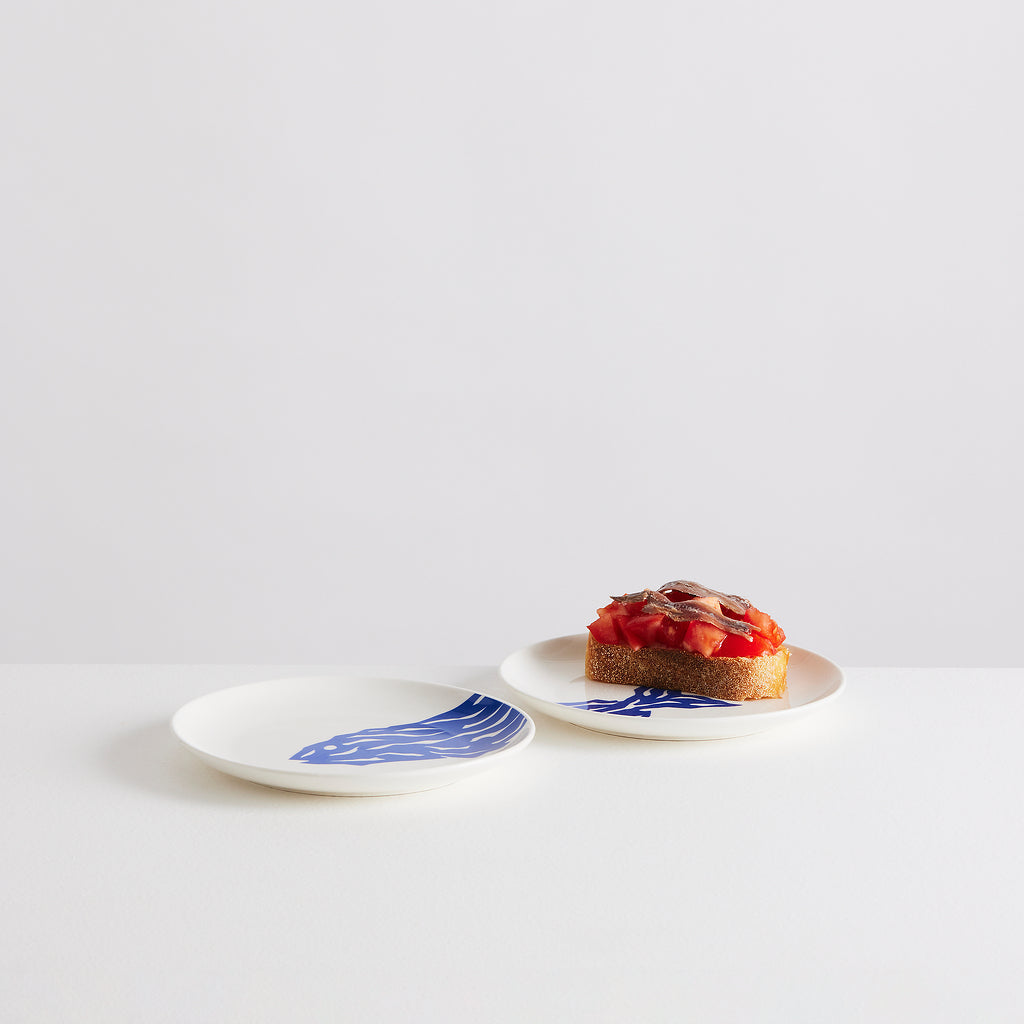 Lot de 2 assiettes à tapas Mérou en porcelaine – bleu — Joruniq