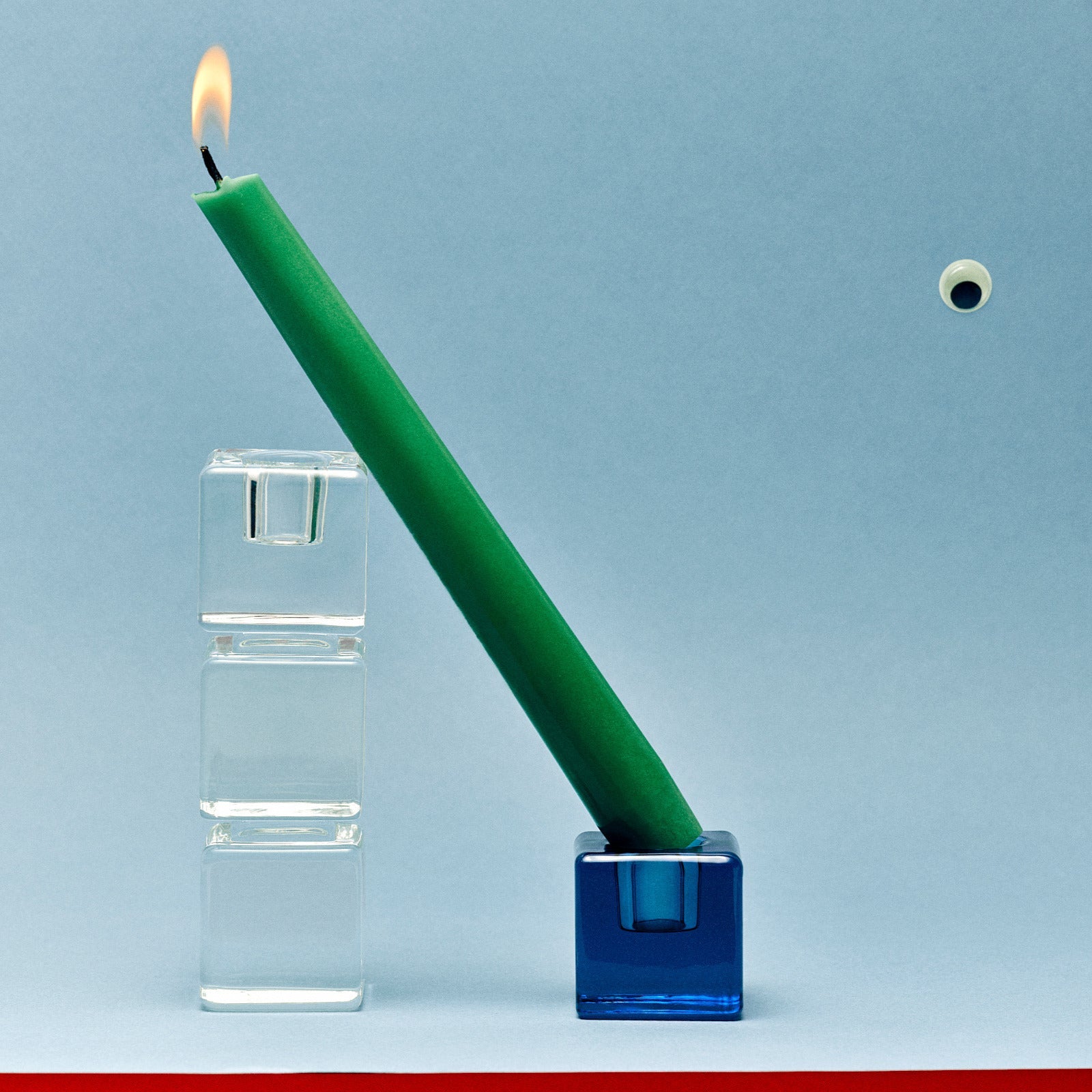 Bougeoir triple Cube en verre – transparent — Joruniq