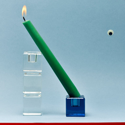 Bougeoir triple Cube en verre – transparent — Joruniq