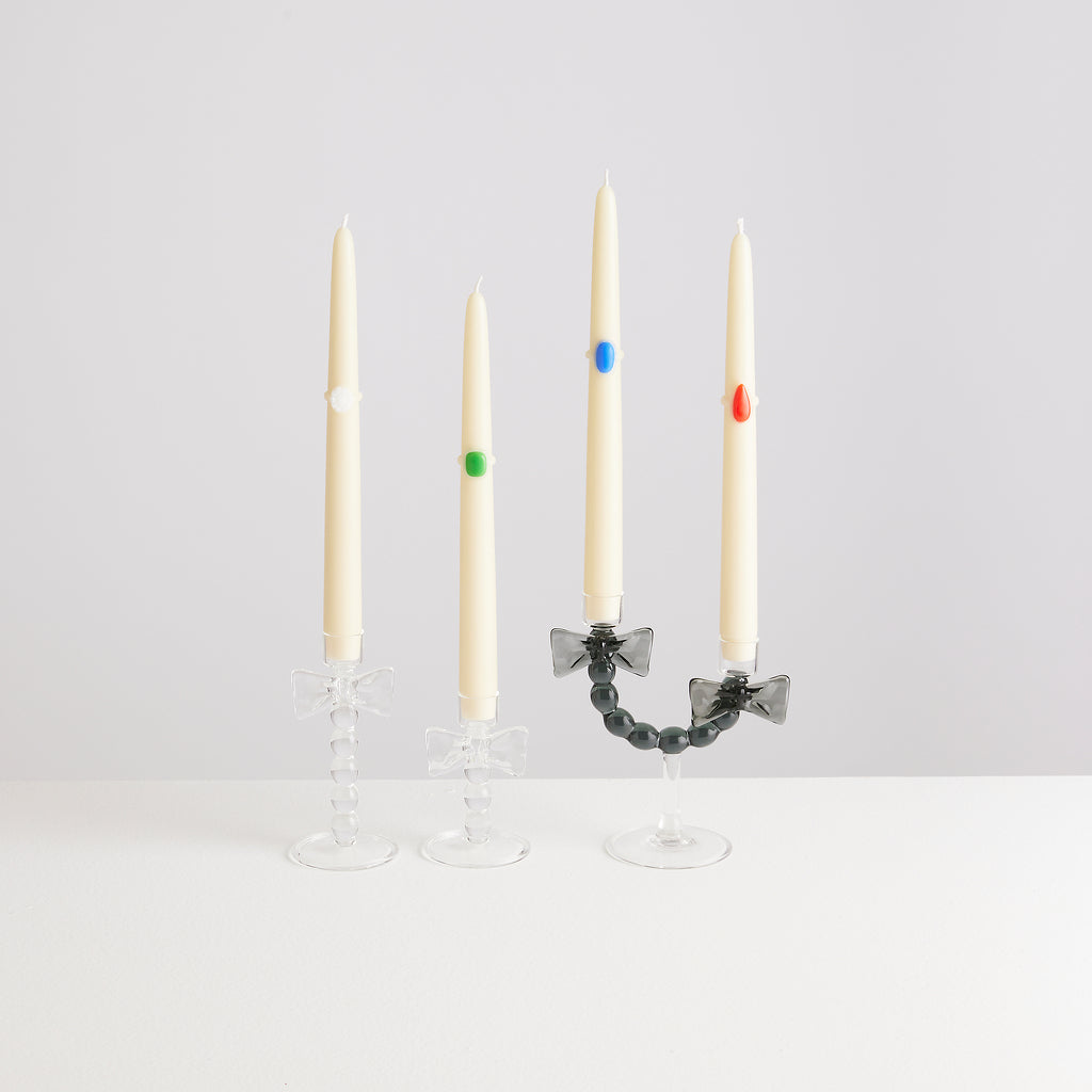 Bougeoir double Nœud en verre – transparent et fumé — Joruniq