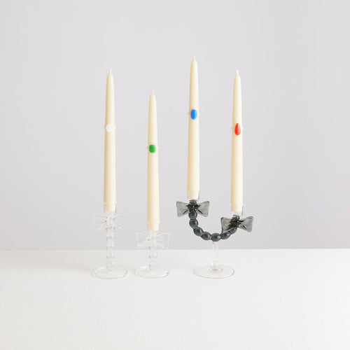Bougeoir double Nœud en verre – transparent et fumé — Joruniq
