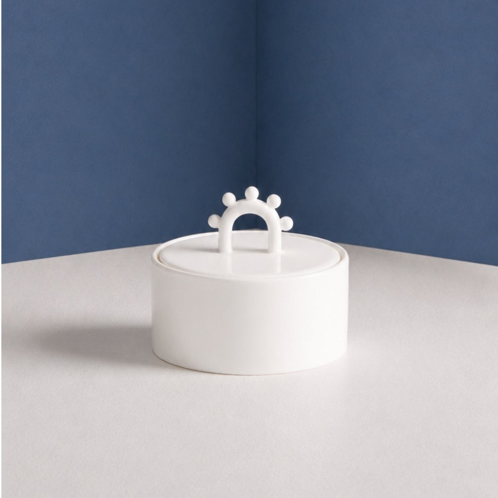 Sucrier Pomponette en porcelaine – blanc — Joruniq
