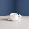 Tasse et soucoupe Pomponette en porcelaine – blanc — Joruniq
