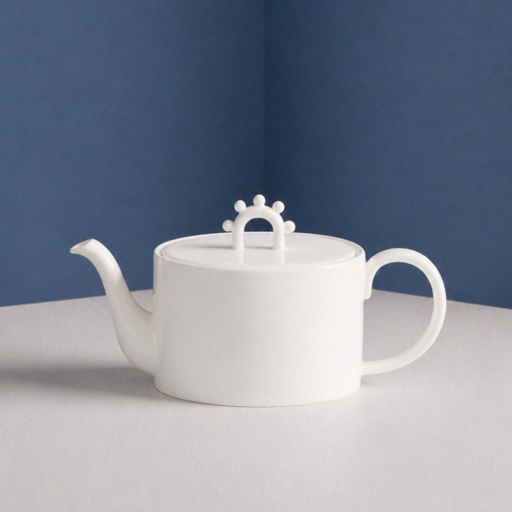 Théière Pomponette en porcelaine – blanc — Joruniq