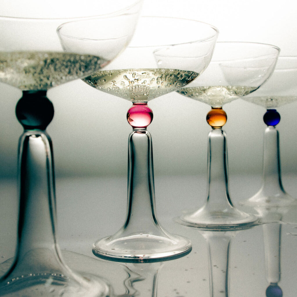 Coupes à champagne Pompon en verre – multicolore — Joruniq