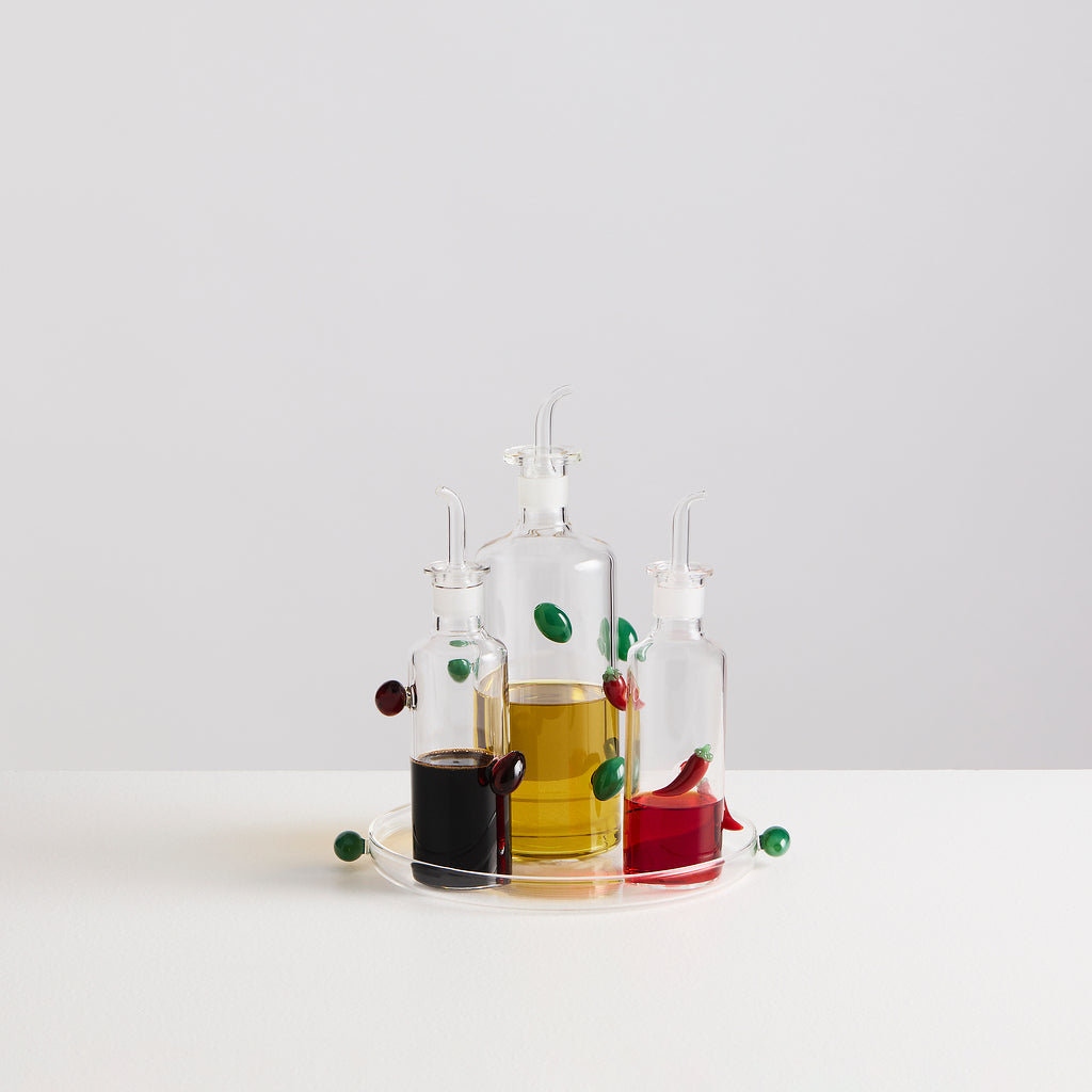 Plateau de service Olive en verre — Joruniq