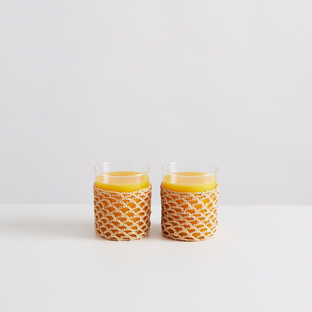 Lot de 2 gobelets Palamós en verre et raphia — Joruniq