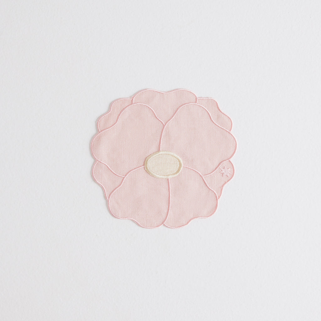 Lot de 4 serviettes Rose sauvage en lin – rose et ivoire — Joruniq
