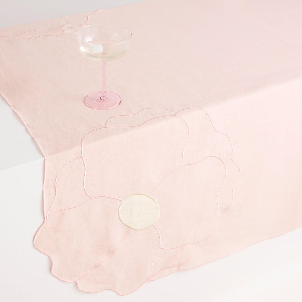 Nappe Rose sauvage en lin – rose et ivoire — Joruniq