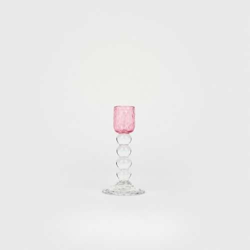 Bougeoir Petit Jacinthe en verre – rose — Joruniq